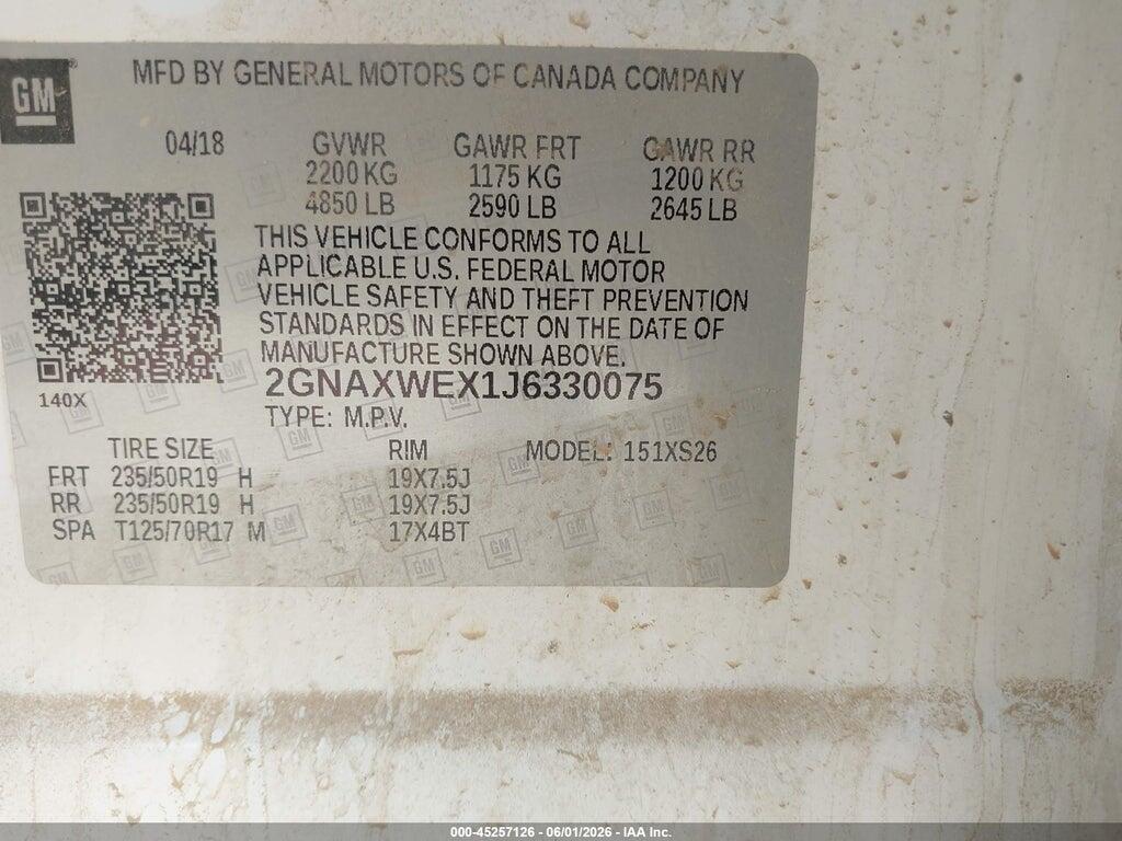 2GNAXWEX1J6330075 2018 CHEVROLET EQUINOX photo no. 9