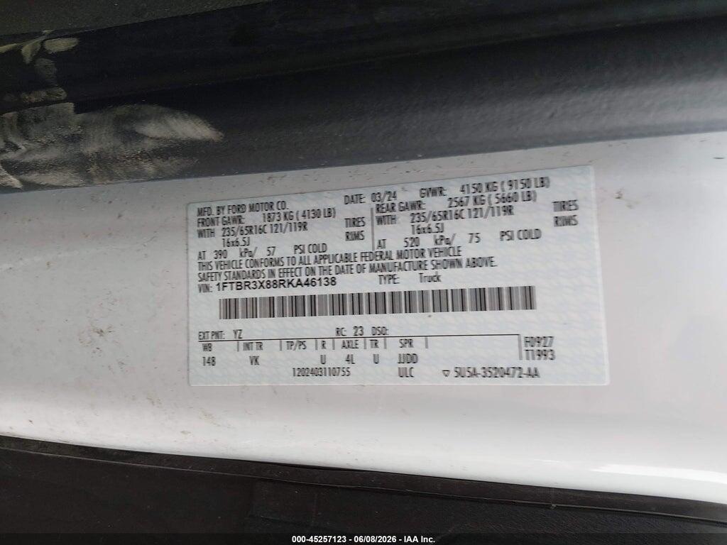 1FTBR3X88RKA46138 2024 FORD TRANSIT-250 CARGO VAN photo no. 9