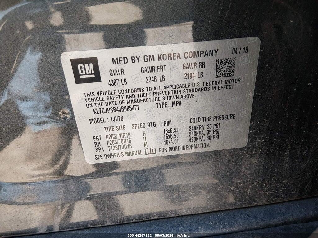 KL7CJPSB4JB685477 2018 CHEVROLET TRAX photo no. 9