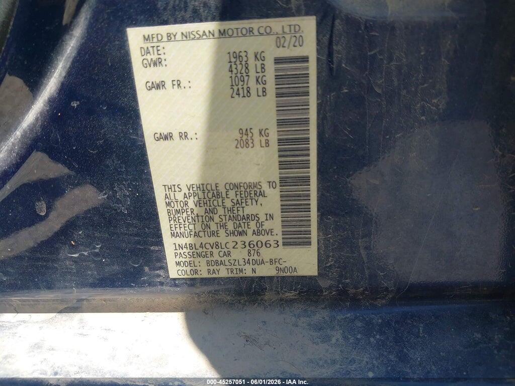 1N4BL4CV8LC236063 2020 NISSAN ALTIMA photo no. 9