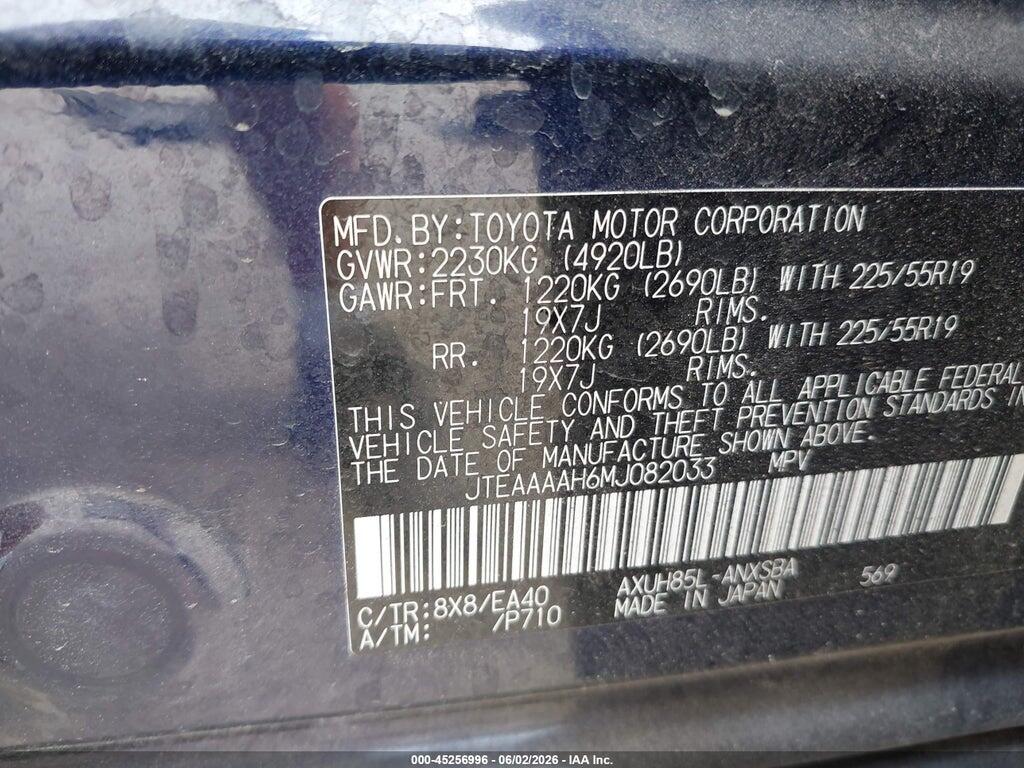 JTEAAAAH6MJ082033 2021 TOYOTA VENZA photo no. 9