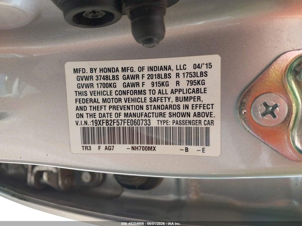 19XFB2F57FE060733 2015 HONDA CIVIC photo no. 9