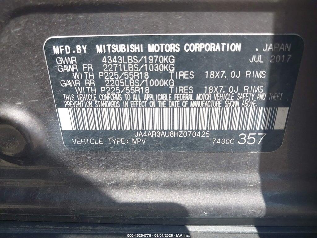 JA4AR3AU8HZ070425 2017 MITSUBISHI OUTLANDER SPORT photo no. 9