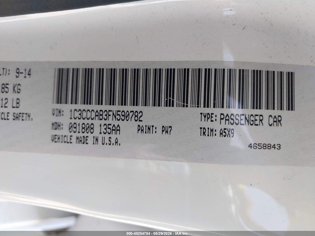 1C3CCCAB3FN590782 2015 CHRYSLER 200 photo no. 9