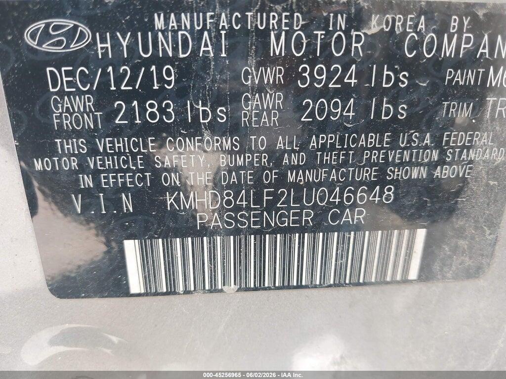KMHD84LF2LU046648 2020 HYUNDAI ELANTRA photo no. 9