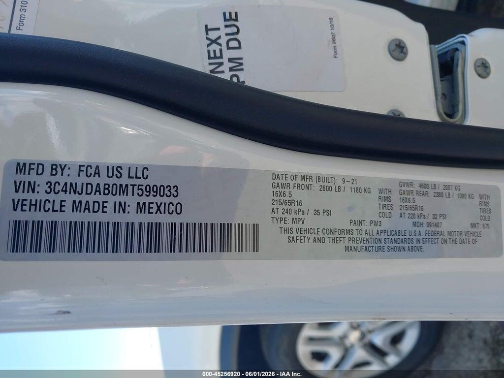 3C4NJDAB0MT599033 2021 JEEP COMPASS photo no. 9