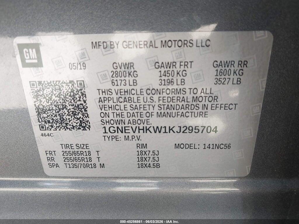1GNEVHKW1KJ295704 2019 CHEVROLET TRAVERSE photo no. 9