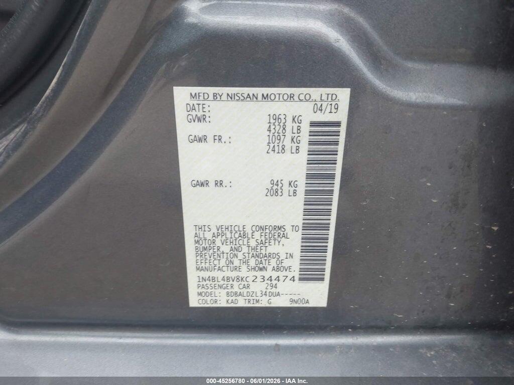 1N4BL4BV8KC234474 2019 NISSAN ALTIMA photo no. 9