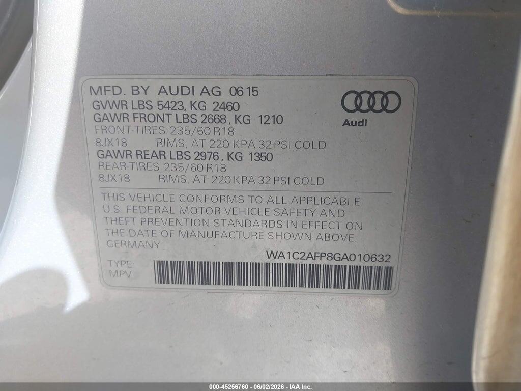 WA1C2AFP8GA010632 2016 AUDI Q5 photo no. 9