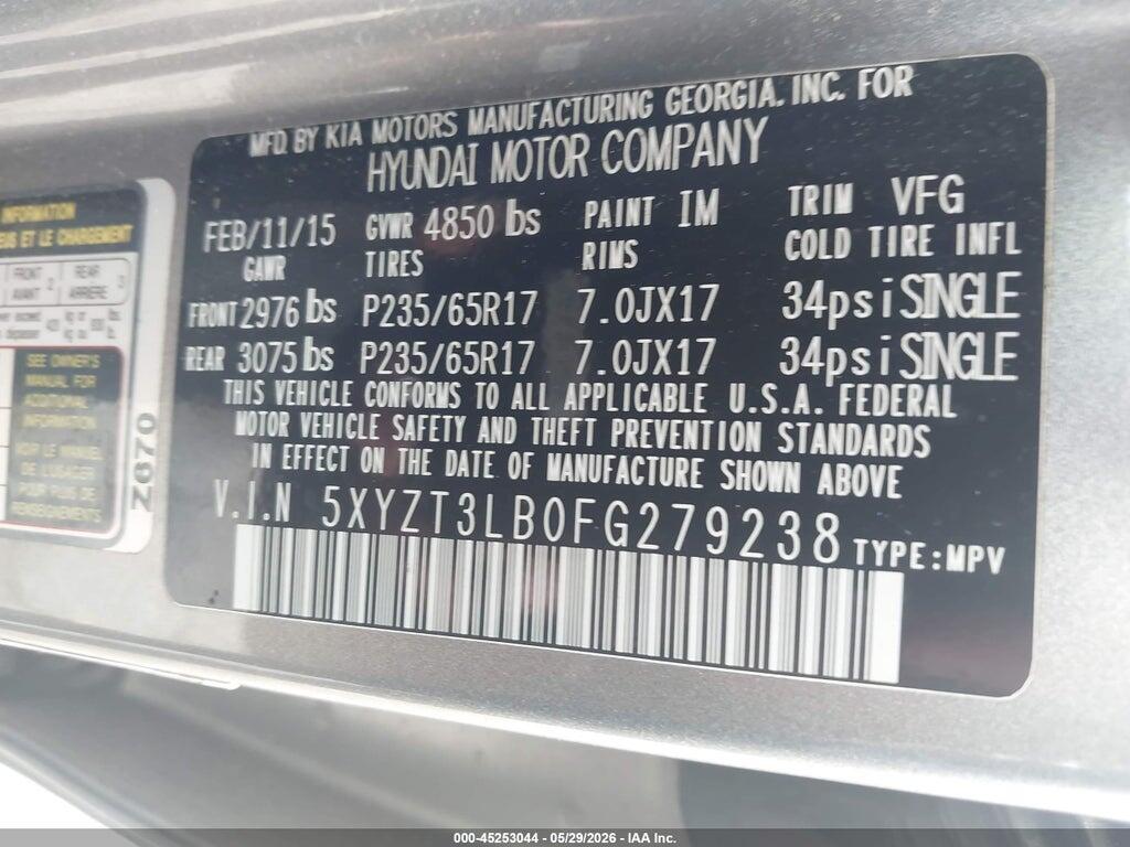 5XYZT3LB0FG279238 2015 HYUNDAI SANTA FE SPORT photo no. 9