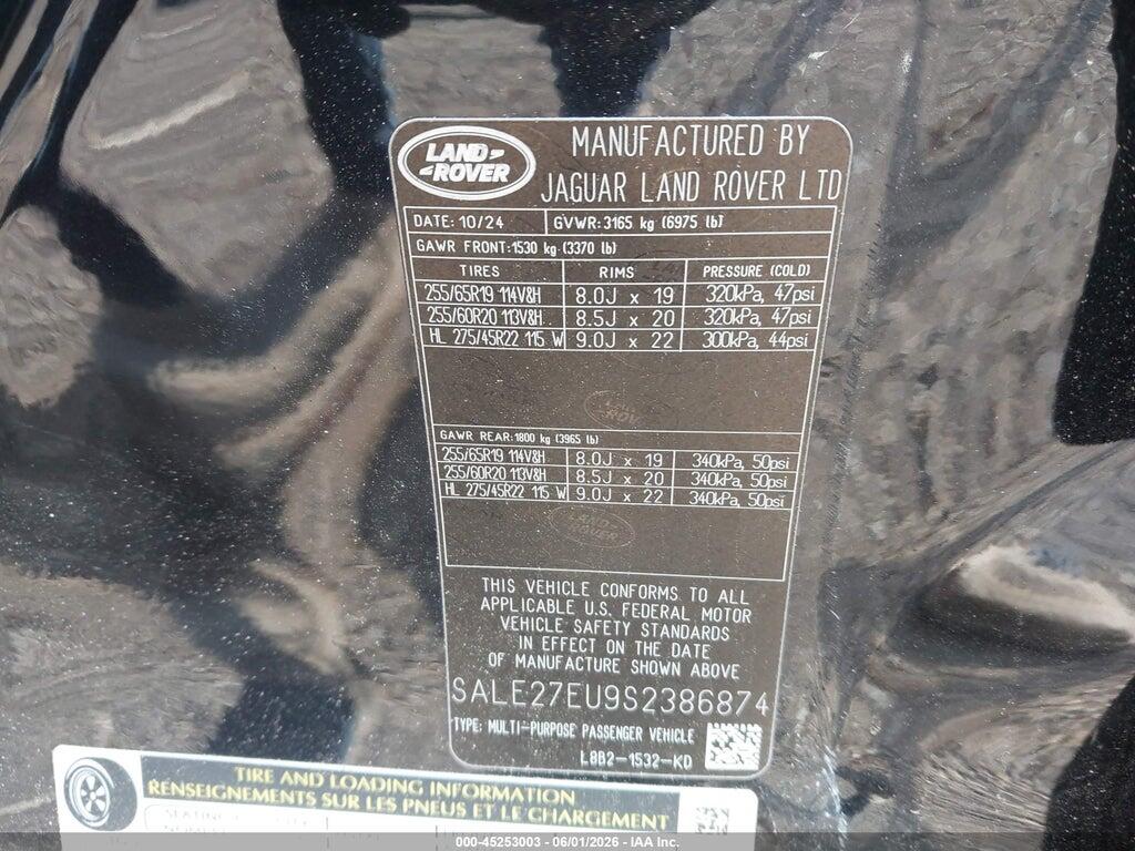 SALE27EU9S2386874 2025 LAND ROVER DEFENDER photo no. 9