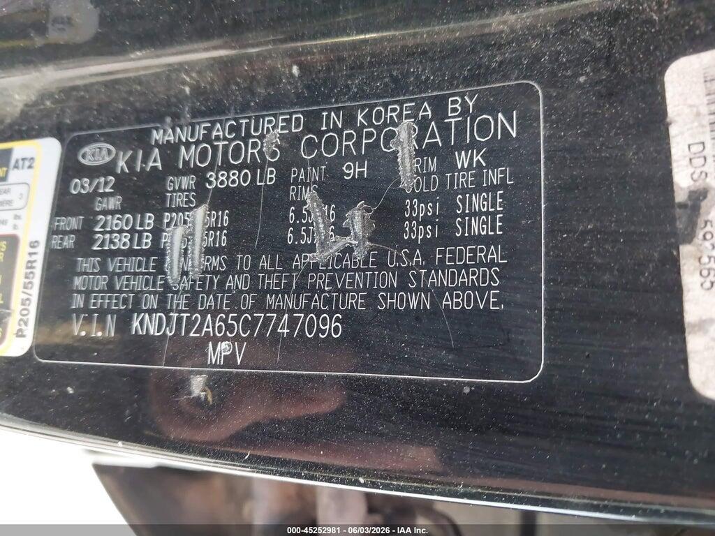 KNDJT2A65C7747096 2012 KIA SOUL photo no. 9
