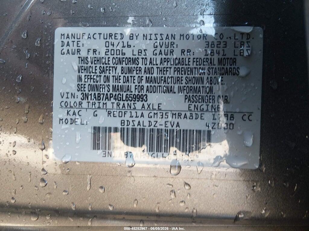 3N1AB7AP4GL659993 2016 NISSAN SENTRA photo no. 9