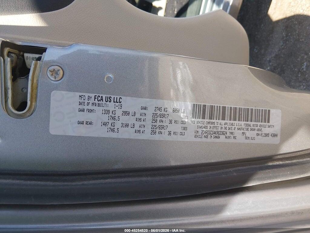 2C4RDGCG4KR633624 2019 DODGE GRAND CARAVAN photo no. 9