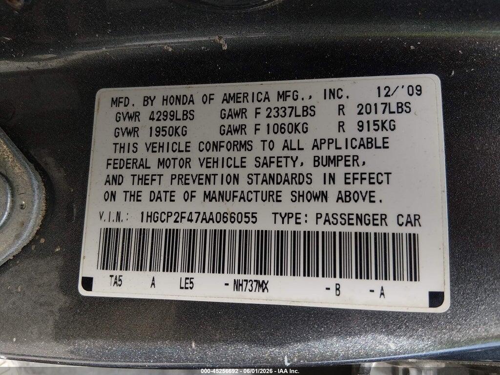 1HGCP2F47AA066055 2010 HONDA ACCORD photo no. 9