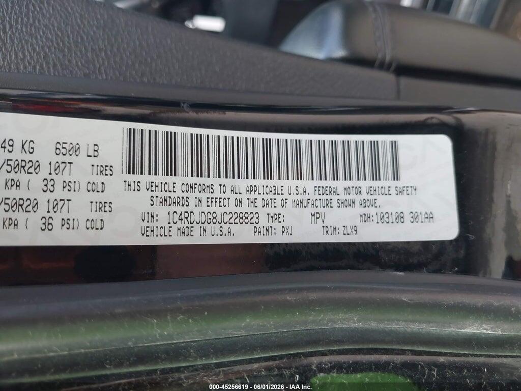 1C4RDJDG8JC228823 2018 DODGE DURANGO photo no. 9