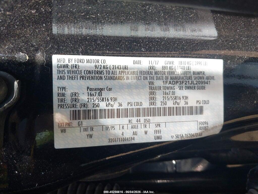 1FADP3F21JL209941 2018 FORD FOCUS photo no. 9