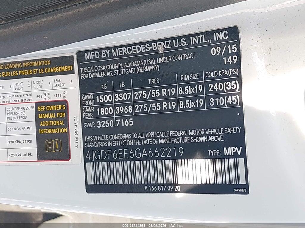 4JGDF6EE6GA662219 2016 MERCEDES-BENZ GL 450 photo no. 9