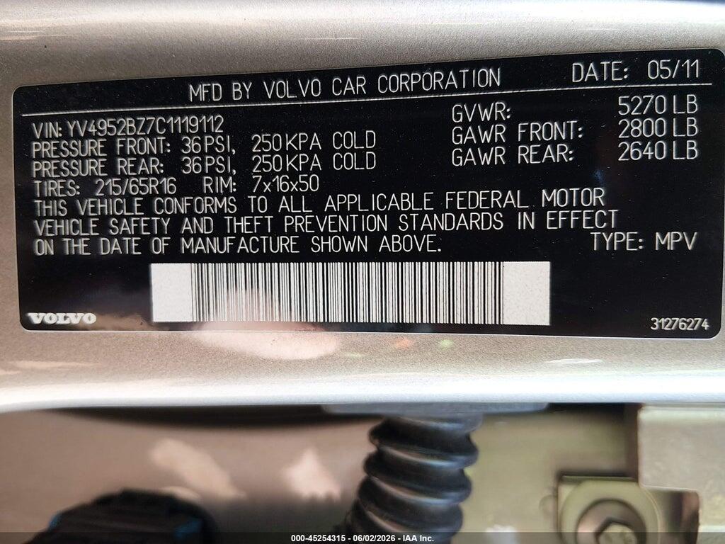 YV4952BZ7C1119112 2012 VOLVO XC70 photo no. 9