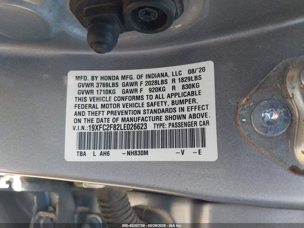 19XFC2F82LE026623 2020 HONDA CIVIC photo no. 9