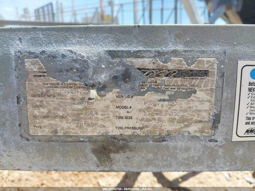 1W7B31217V1004135 1997 WESCO BOAT  TRAILER TL photo no. 9
