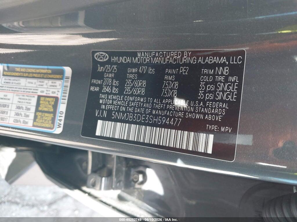 5NMJB3DE3SH594477 2025 HYUNDAI TUCSON photo no. 9