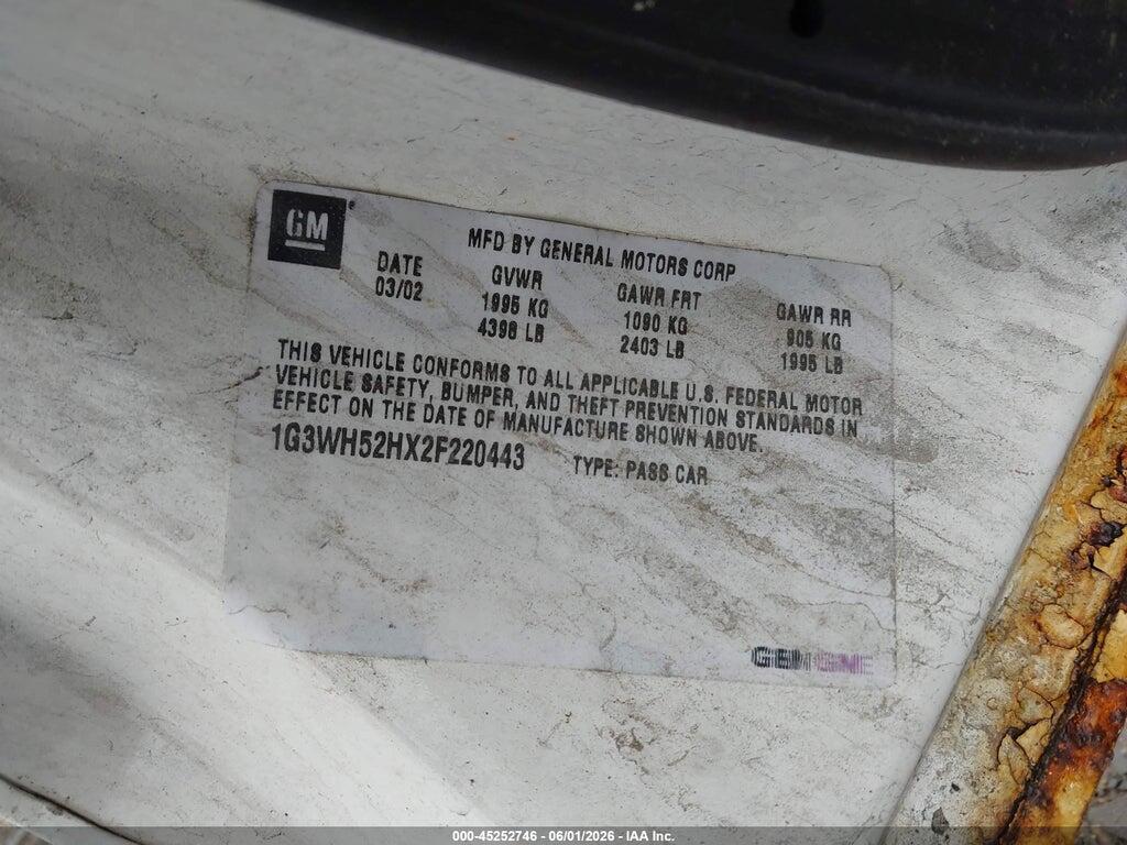 1G3WH52HX2F220443 2002 OLDSMOBILE INTRIGUE photo no. 9