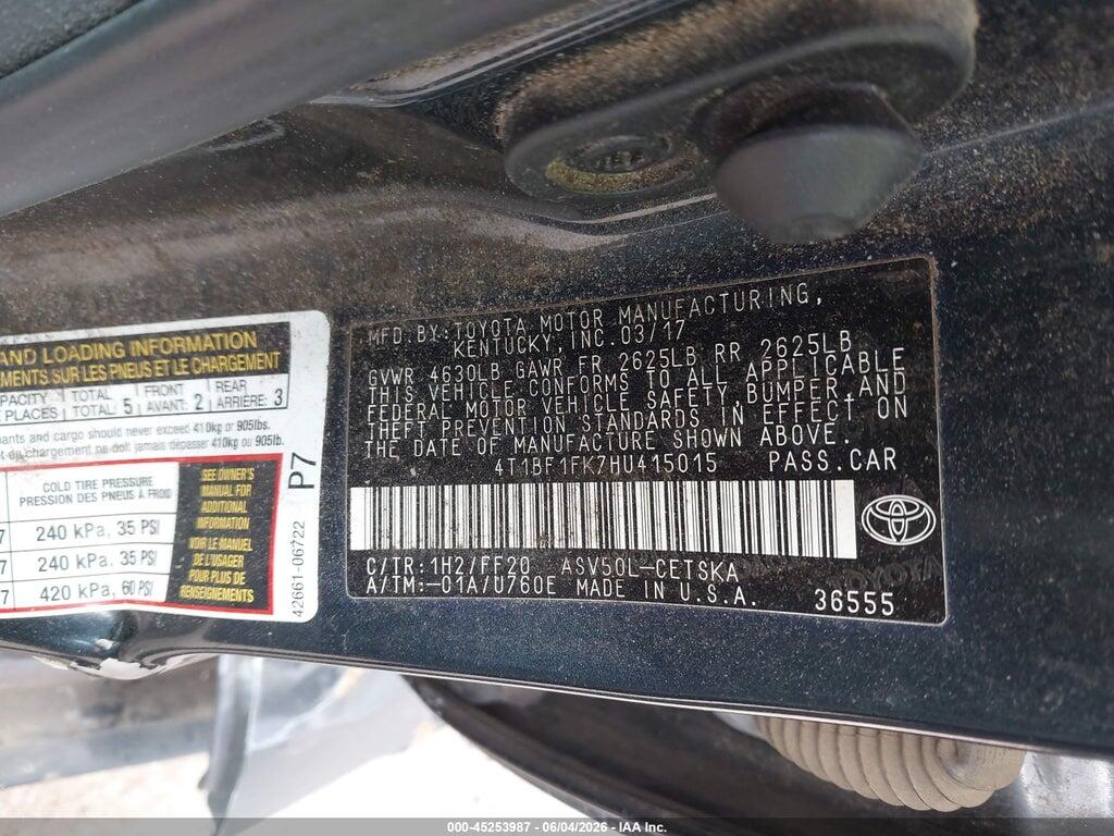 4T1BF1FK7HU415015 2017 TOYOTA CAMRY photo no. 9
