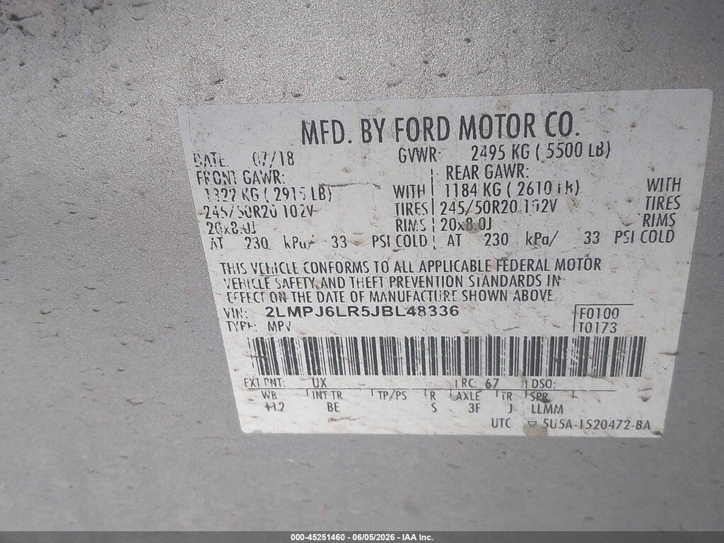 2LMPJ6LR5JBL48336 2018 LINCOLN MKX photo no. 9
