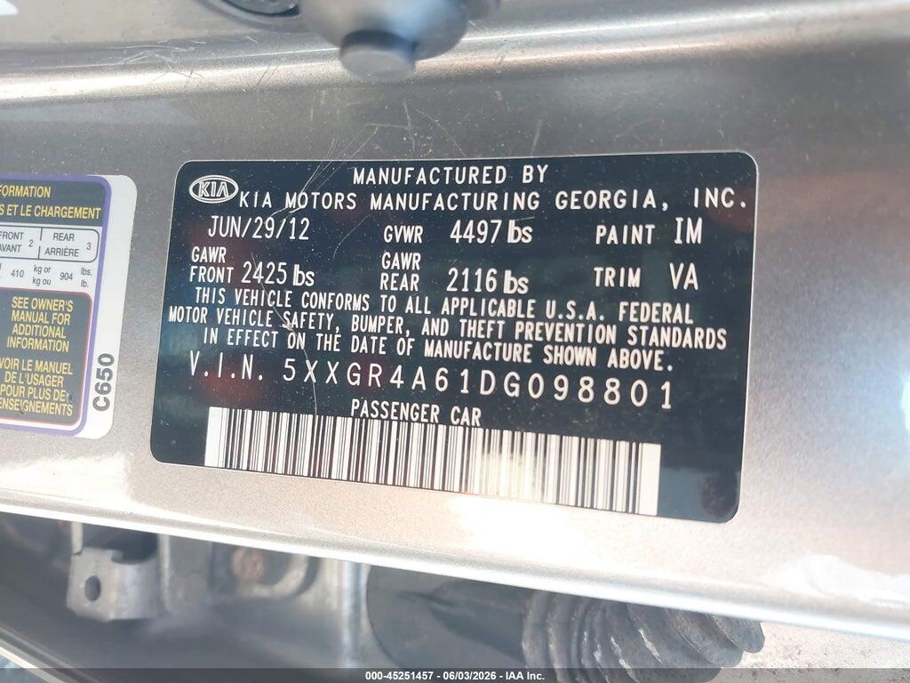 5XXGR4A61DG098801 2013 KIA OPTIMA photo no. 9