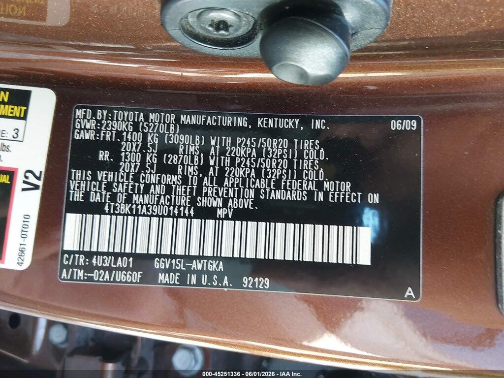 4T3BK11A39U014144 2009 TOYOTA VENZA photo no. 9