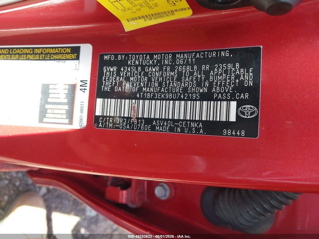 4T1BF3EK9BU742195 2011 TOYOTA CAMRY photo no. 9