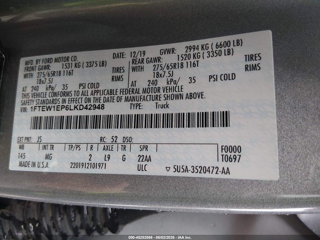 1FTEW1EP6LKD42948 2020 FORD F-150 photo no. 9