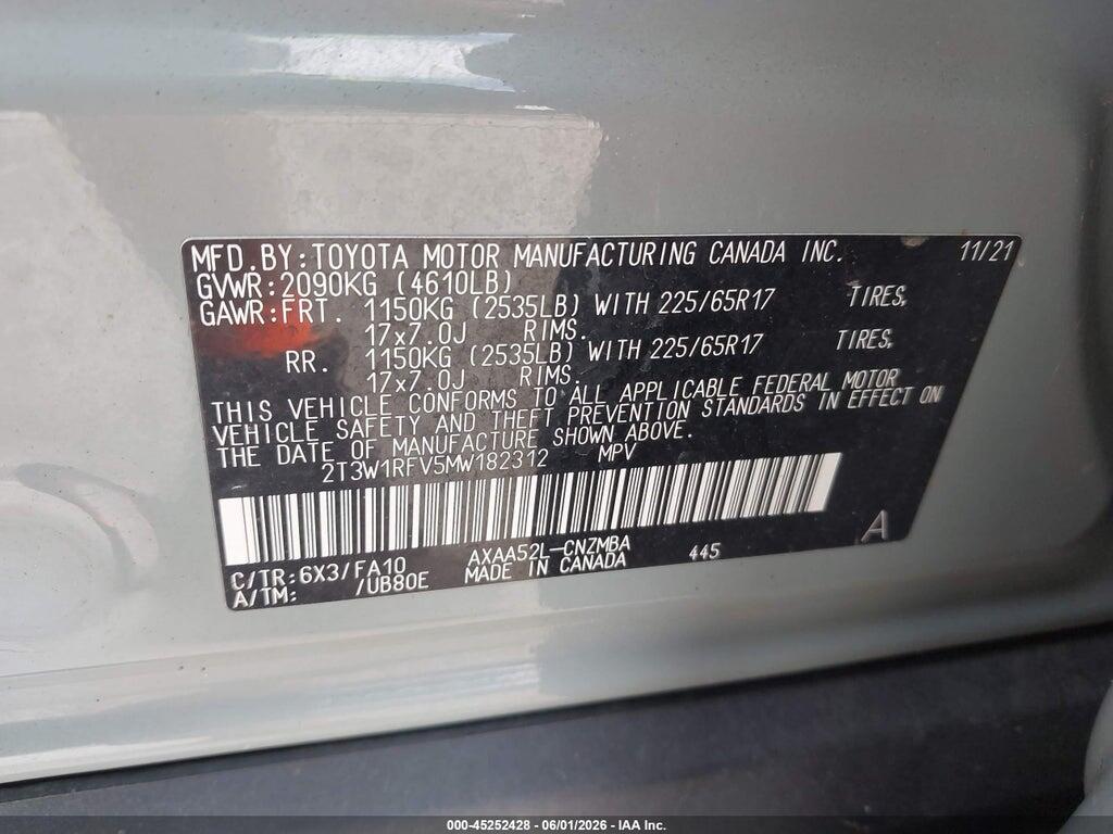 2T3W1RFV5MW182312 2021 TOYOTA RAV4 photo no. 9