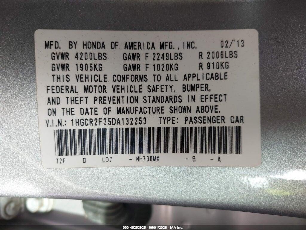 1HGCR2F35DA132253 2013 HONDA ACCORD photo no. 9