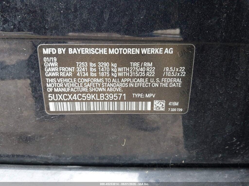 5UXCX4C59KLB39571 2019 BMW X7 photo no. 9