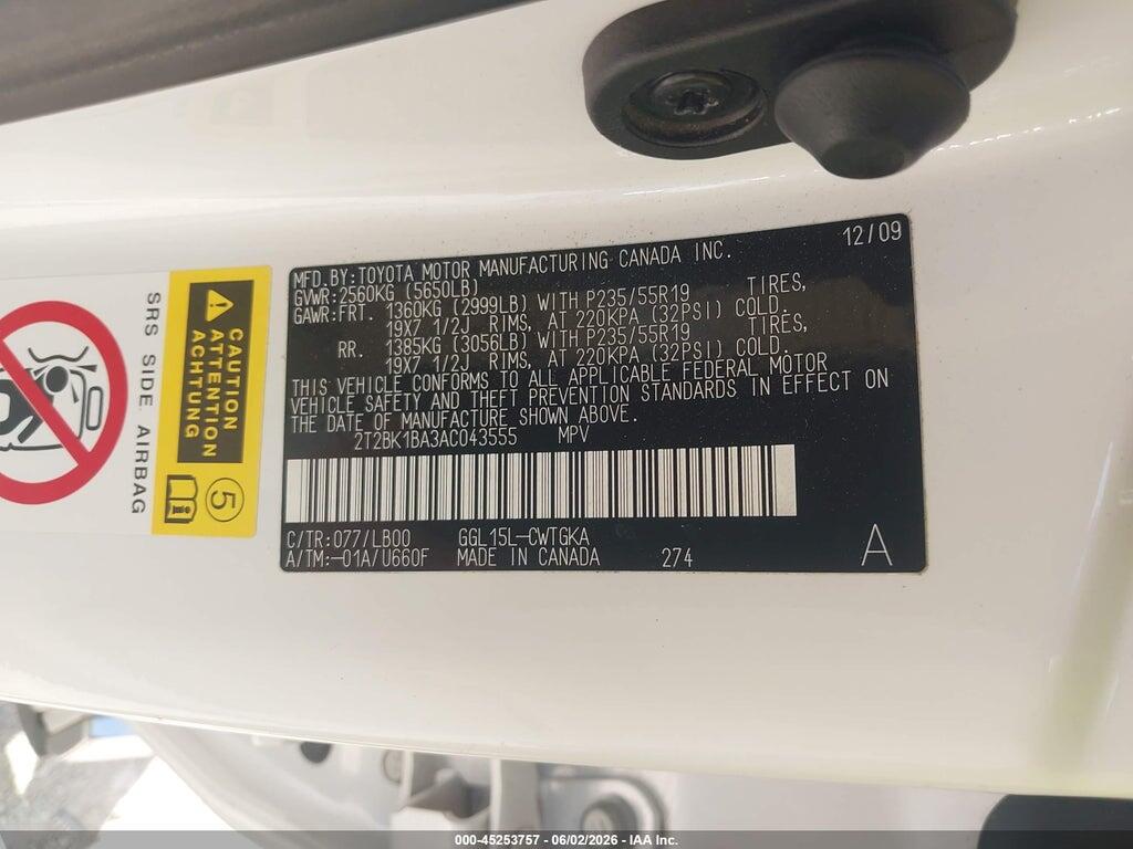 2T2BK1BA3AC043555 2010 LEXUS RX 350 photo no. 9