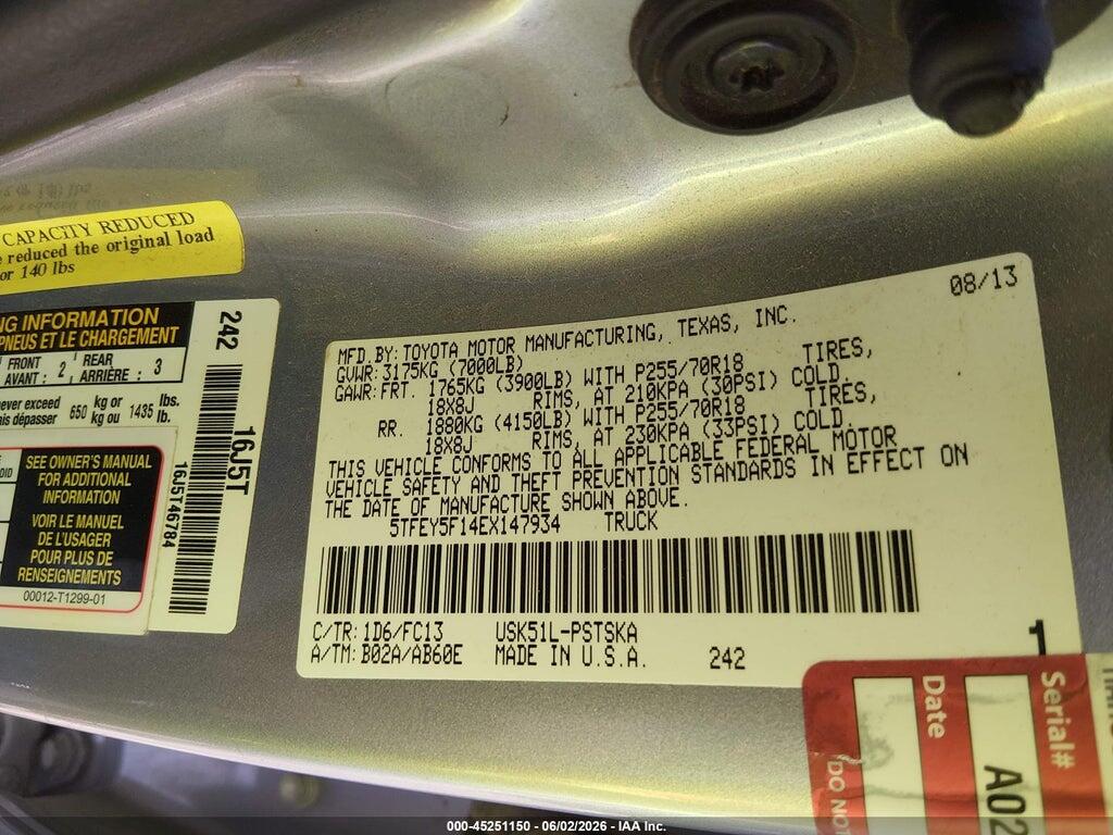 5TFEY5F14EX147934 2014 TOYOTA TUNDRA photo no. 9