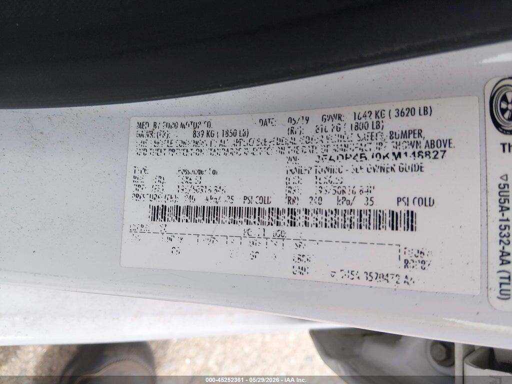 3FADP4BJ0KM148827 2019 FORD FIESTA photo no. 9