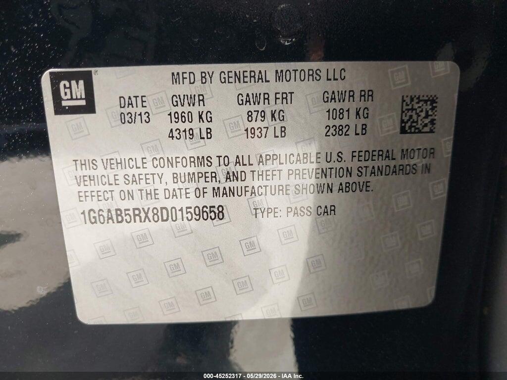 1G6AB5RX8D0159658 2013 CADILLAC ATS photo no. 9