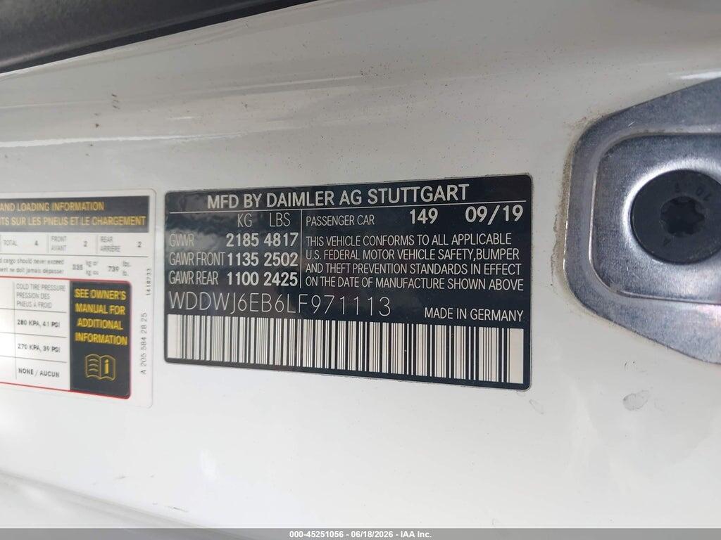 WDDWJ6EB6LF971113 2020 MERCEDES-BENZ AMG C 43 photo no. 9
