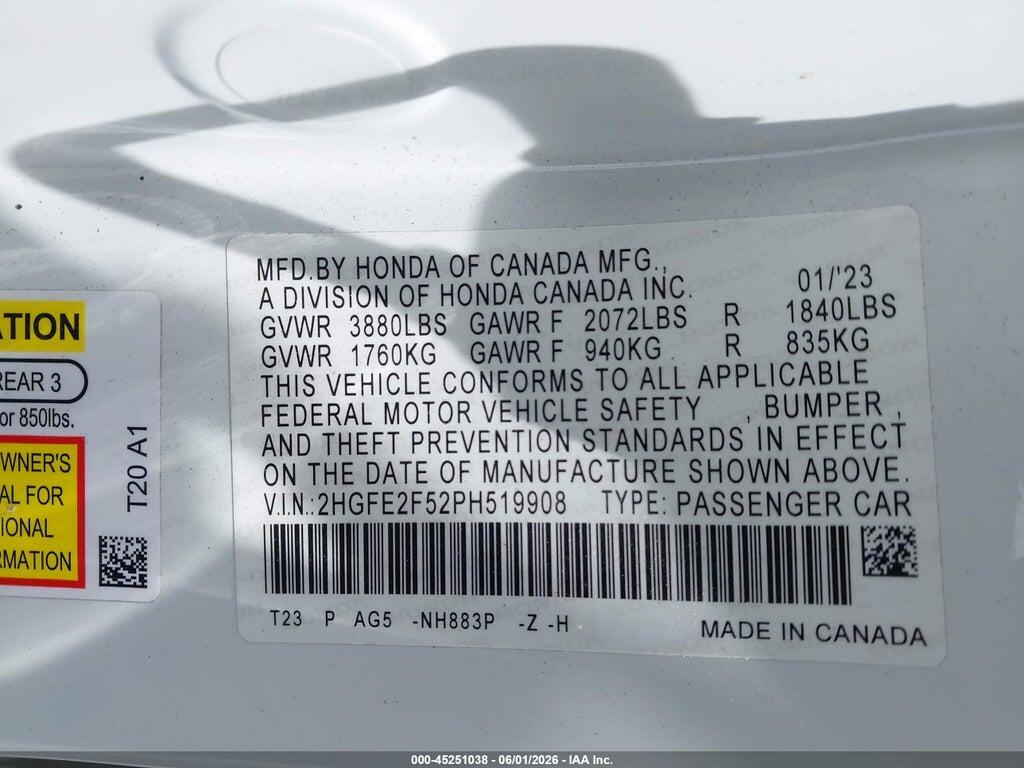 2HGFE2F52PH519908 2023 HONDA CIVIC photo no. 9