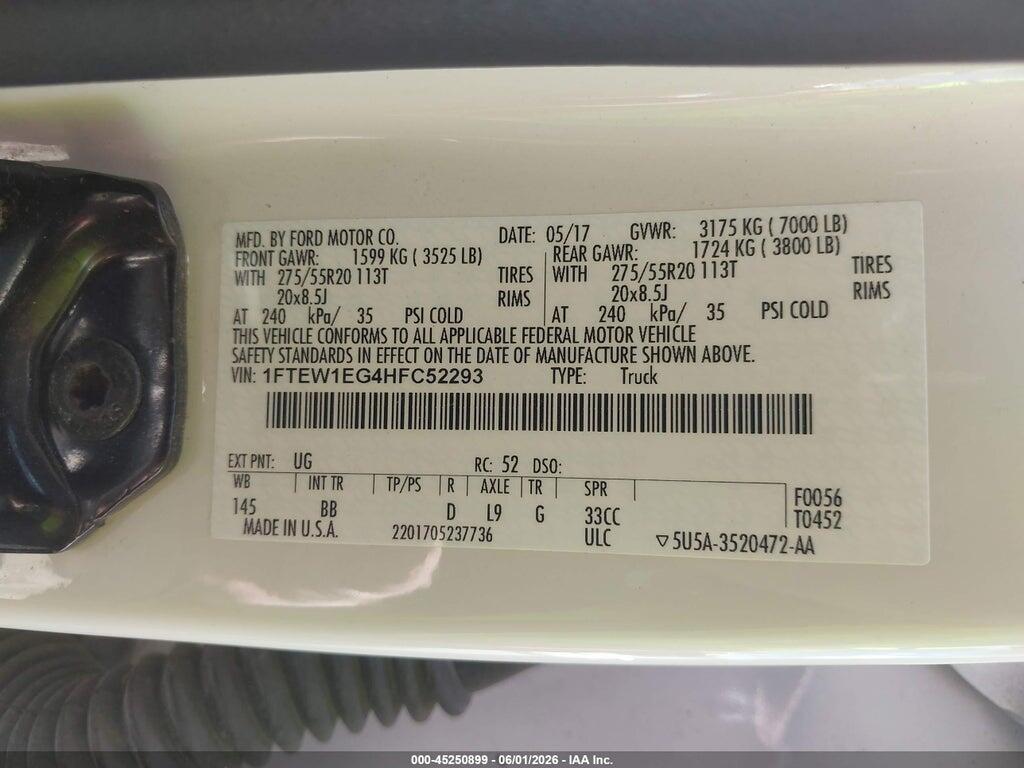 1FTEW1EG4HFC52293 2017 FORD F-150 photo no. 9