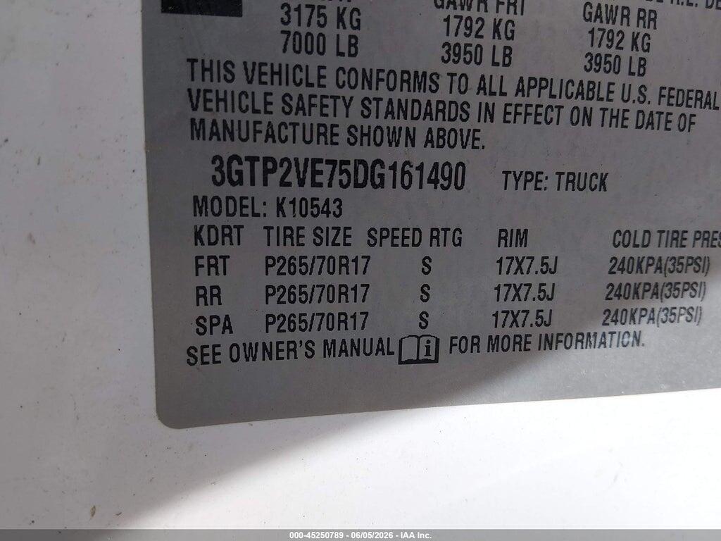3GTP2VE75DG161490 2013 GMC SIERRA 1500 photo no. 9