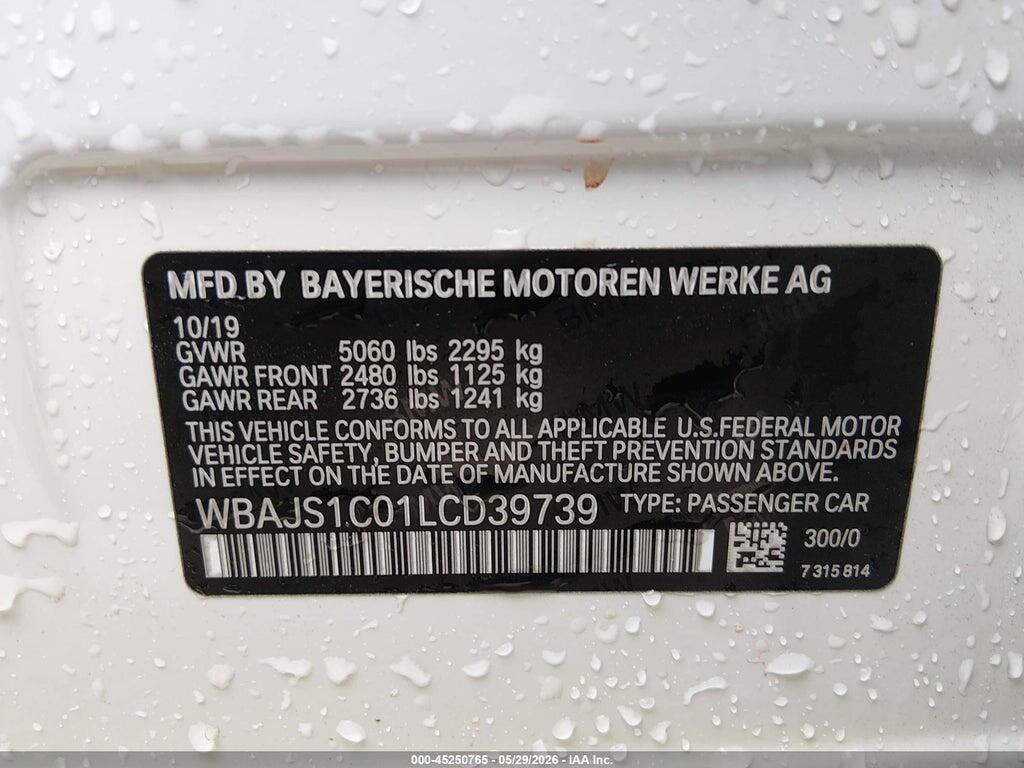 WBAJS1C01LCD39739 2020 BMW 540I photo no. 9