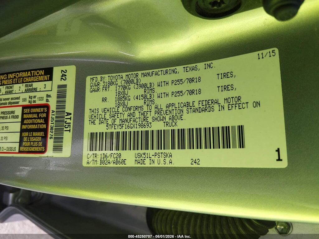 5TFEY5F16GX198693 2016 TOYOTA TUNDRA photo no. 9
