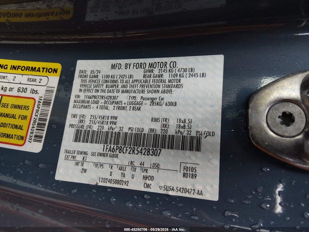 1FA6P8CF2R5428307 2024 FORD MUSTANG photo no. 9