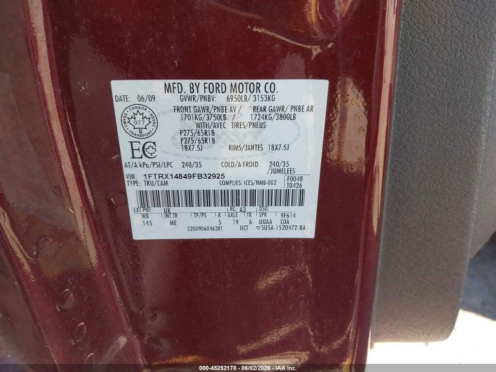 1FTRX14849FB32925 2009 FORD F-150 photo no. 9