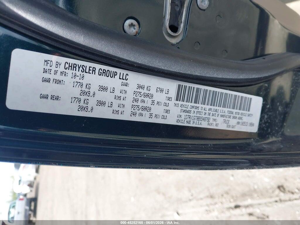 1D7RV1GT8BS548792 2011 RAM RAM 1500 photo no. 9