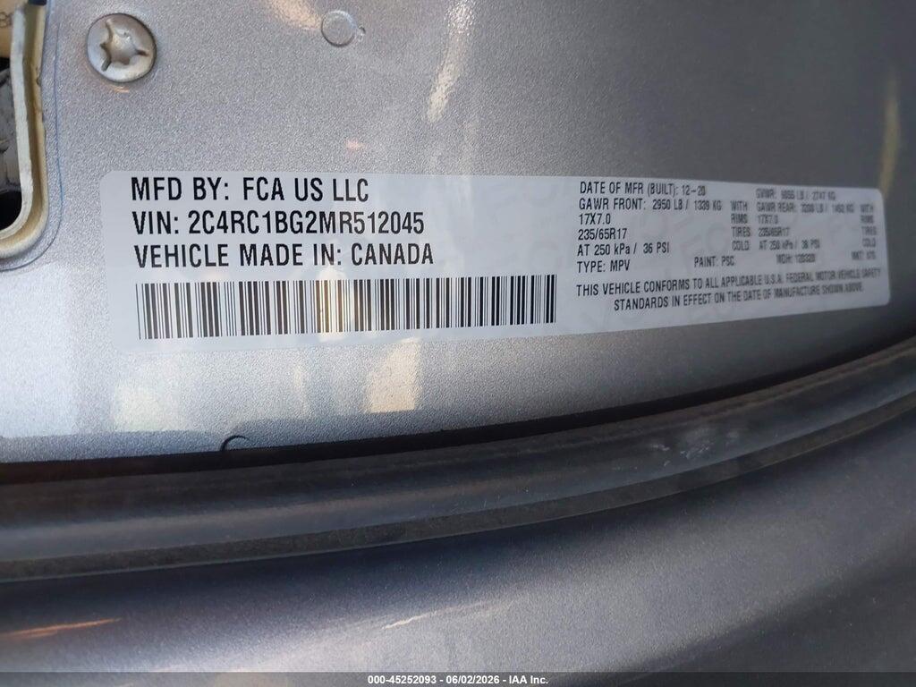 2C4RC1BG2MR512045 2021 CHRYSLER PACIFICA photo no. 9